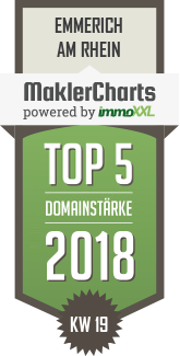 MaklerCharts KW 19/2018 - Emmerich Immobilien GmbH & Co KG ist TOP-5-Makler in Emmerich am Rhein