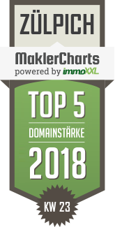 MaklerCharts KW 23/2018 - VETTER GRUND UND HAUS GMBH & COMP. ist TOP-5-Makler in Zülpich