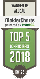 MaklerCharts KW 25/2018 - Zondler & Costanzo Immobilien GbR ist TOP-5-Makler in Wangen im Allgu