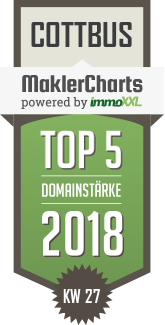 MaklerCharts KW 27/2018 - ISAHR Immobilien GmbH ist TOP-5-Makler in Cottbus
