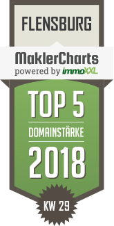 MaklerCharts KW 29/2018 - Tim Kania Immobilien e.K. ist TOP-5-Makler in Flensburg