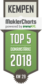 MaklerCharts KW 29/2018 - Linssen Immobilien ist TOP-5-Makler in Kempen