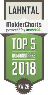 MaklerCharts KW 29/2018 - RWM Immobilien GmbH ist TOP-5-Makler in Lahntal