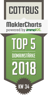 MaklerCharts KW 34/2018 - ISAHR Immobilien GmbH ist TOP-5-Makler in Cottbus