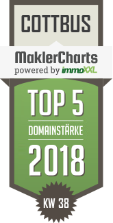 MaklerCharts KW 38/2018 - ISAHR Immobilien GmbH ist TOP-5-Makler in Cottbus