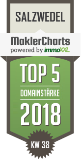 MaklerCharts KW 38/2018 - Haus- und Wohnungsbaugesellschaft mbH Salzwedel ist TOP-5-Makler in Salzwedel