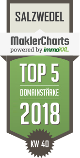 MaklerCharts KW 40/2018 - Haus- und Wohnungsbaugesellschaft mbH Salzwedel ist TOP-5-Makler in Salzwedel