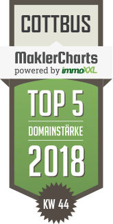 MaklerCharts KW 44/2018 - ISAHR Immobilien GmbH ist TOP-5-Makler in Cottbus