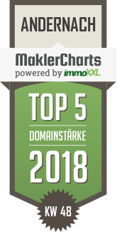 MaklerCharts KW 48/2018 - Gernot Andernach Immobilien ist TOP-5-Makler in Andernach