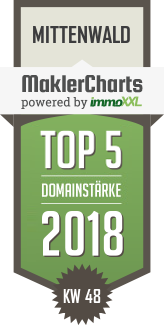 MaklerCharts KW 48/2018 - Michaela Gehrmann Immobilien ist TOP-5-Makler in Mittenwald