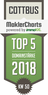 MaklerCharts KW 50/2018 - ISAHR Immobilien GmbH ist TOP-5-Makler in Cottbus