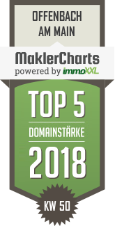 MaklerCharts KW 50/2018 - JEXX Immobilien GmbH ist TOP-5-Makler in Offenbach am Main