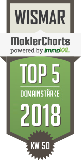 MaklerCharts KW 50/2018 - Wismar-Immobilien GbR ist TOP-5-Makler in Wismar