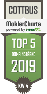 MaklerCharts KW 04/2019 - ISAHR Immobilien GmbH ist TOP-5-Makler in Cottbus