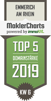 MaklerCharts KW 06/2019 - Emmerich Immobilien GmbH & Co KG ist TOP-5-Makler in Emmerich am Rhein