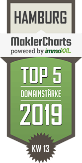 MaklerCharts KW 13/2019 - WE Wullkopf & Eckelmann Immobilien GmbH & Co. KG ist TOP-5-Makler in Hamburg