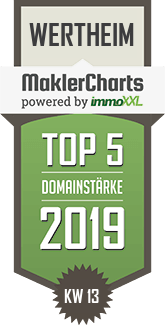 MaklerCharts KW 13/2019 - Stadtentwicklungs-Gesellschaft Wertheim mbH Wohnbau Wertheim GmbH ist TOP-5-Makler in Wertheim