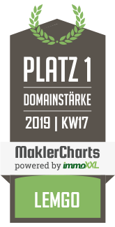 MaklerCharts KW 17/2019 - Kater & Hofmann GmbH ist bester Makler in Lemgo