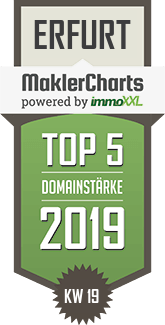 MaklerCharts KW 19/2019 - Immobilien-Axel-Goerke.de GmbH ist TOP-5-Makler in Erfurt