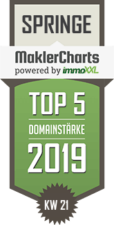 MaklerCharts KW 21/2019 - Deister-Sntel Immobilien ist TOP-5-Makler in Springe