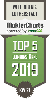 MaklerCharts KW 21/2019 - M. Schumann Immobilien ist TOP-5-Makler in Wittenberg, Lutherstadt