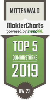 MaklerCharts KW 23/2019 - Michaela Gehrmann Immobilien ist TOP-5-Makler in Mittenwald