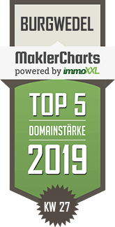 MaklerCharts KW 27/2019 - Burgwedel- Immobilien, Inh. Andreas Zessler ist TOP-5-Makler in Burgwedel