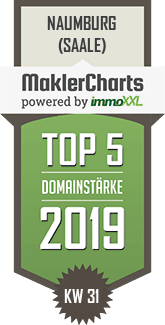 MaklerCharts KW 31/2019 - Tobias Miersch Immobilienservice e.K. ist TOP-5-Makler in Naumburg (Saale)