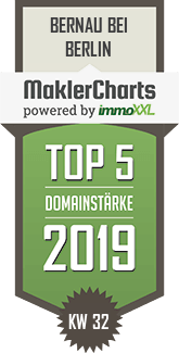 MaklerCharts KW 32/2019 - Rauprecht Immobilien GmbH ist TOP-5-Makler in Bernau bei Berlin