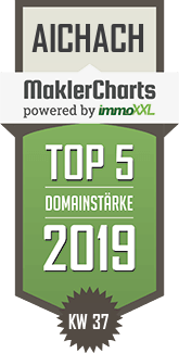 MaklerCharts KW 37/2019 - Sdbayerische Immobiliengesellschaft mbH ist TOP-5-Makler in Aichach