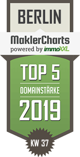 MaklerCharts KW 37/2019 - KLINGER Immobilien, Inh. Dennis Klinger ist TOP-5-Makler in Berlin