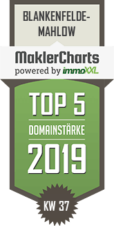 MaklerCharts KW 37/2019 - PLAZA IMMOBILIEN  ist TOP-5-Makler in Blankenfelde-Mahlow