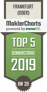 MaklerCharts KW 39/2019 - Wohnungswirtschaft Frankfurt (Oder) GmbH ist TOP-5-Makler in Frankfurt (Oder)